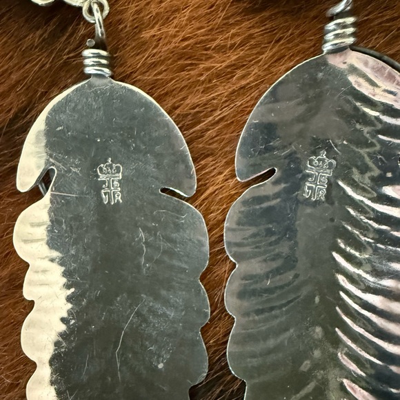 Jacqueline Smiley Western Vintage Revival JSVR silver turquoise feather earrings - Picture 5 of 9